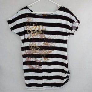 Copper Key Brown & Whiste Striped Crown Shirt XL